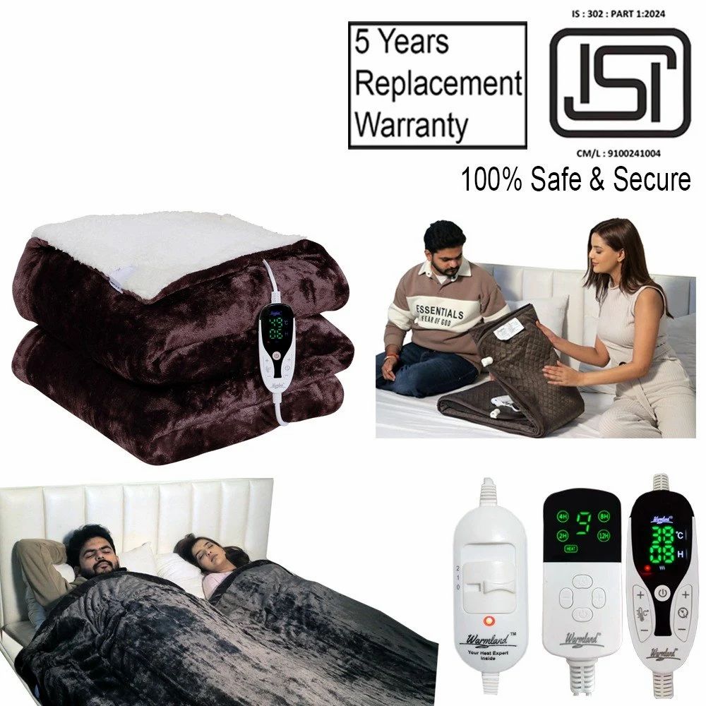 Solid 100 W Gold Double Electric Blanket