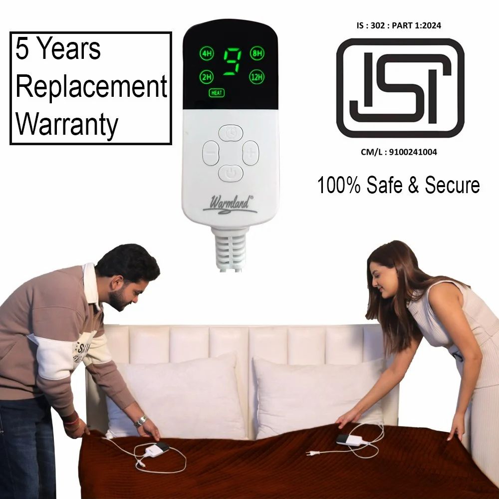 Solid 100 W Gold Double Electric Blanket