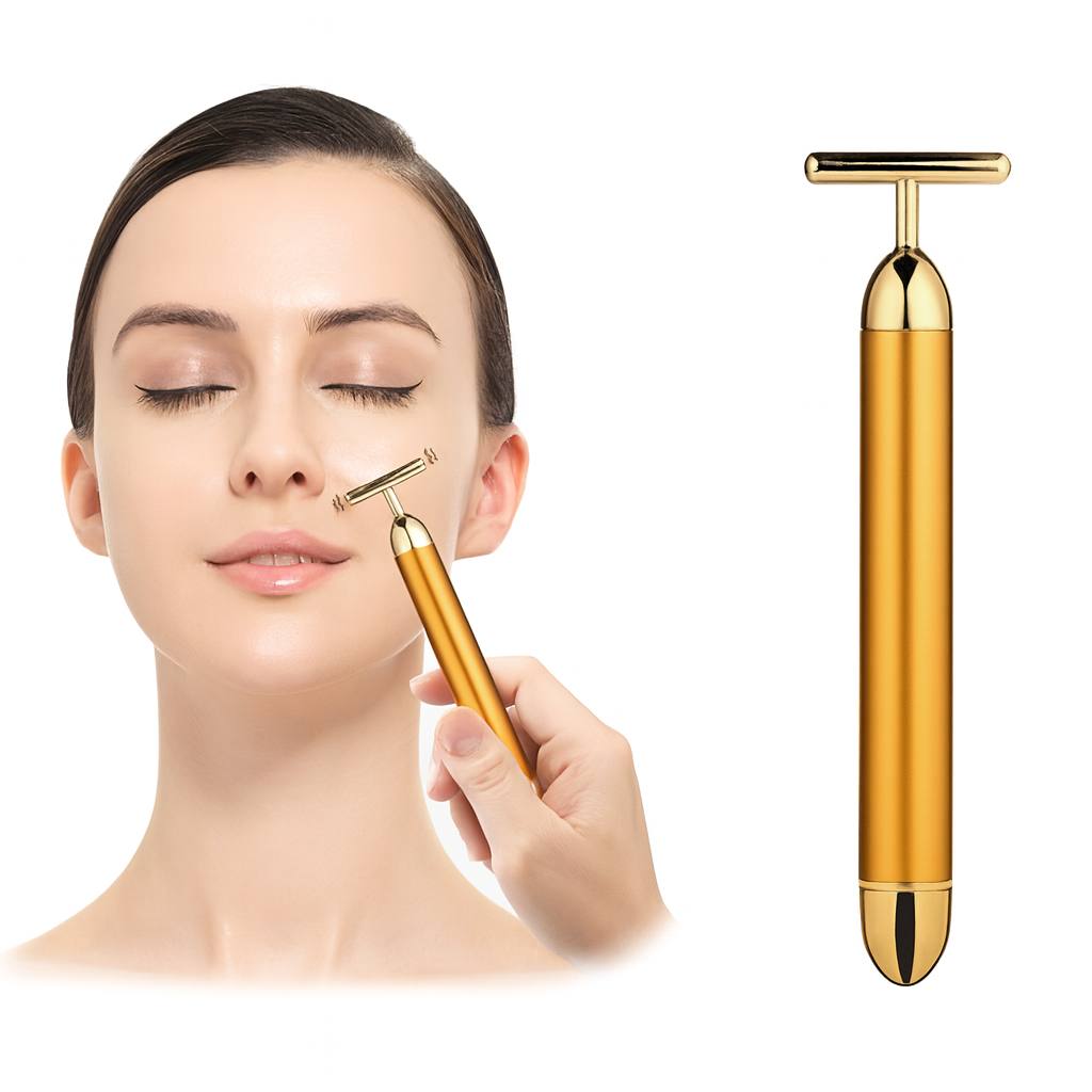 24K Gold Energy Beauty Bar Electric Facial Massage Roller