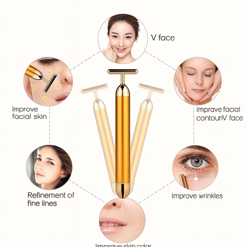 24K Gold Energy Beauty Bar Electric Facial Massage Roller